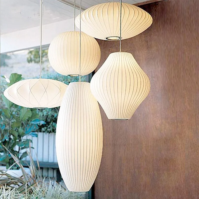 Modern Silk LED Pendant Lights Lighting for Lighting Living Room Dining Room Light Fixtures Loft Cafe Restaurant Hanging Lamps