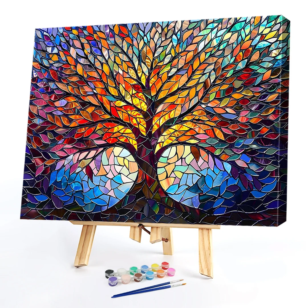 DIY Tree of Life Paint by Numbers Kits Drawing Paintwork on Canvas 15.75x19.69inch Without Frame Canvas Oil Painting Number Painting for Beginners Adults Gift Home Wall Decor