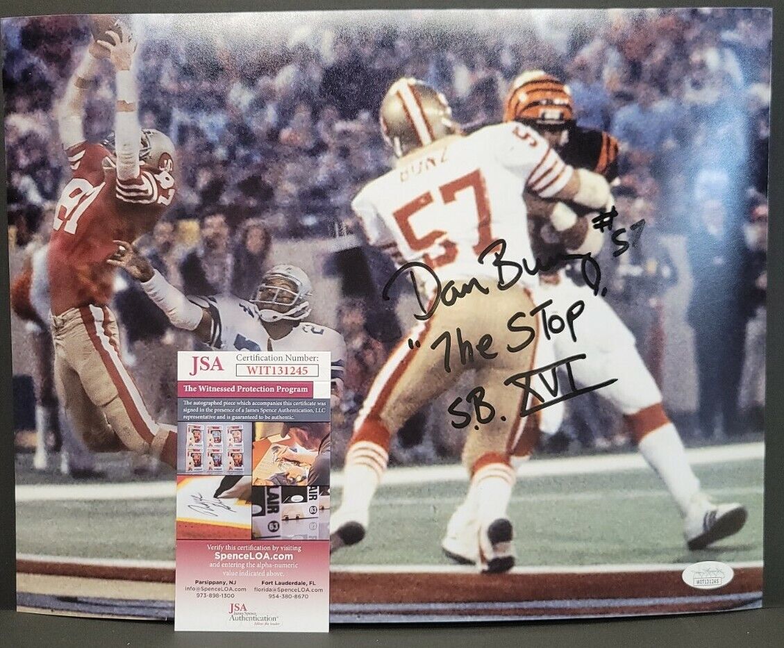 DAN BUNZ Signed Autographed SF 49ERS 2 Ins