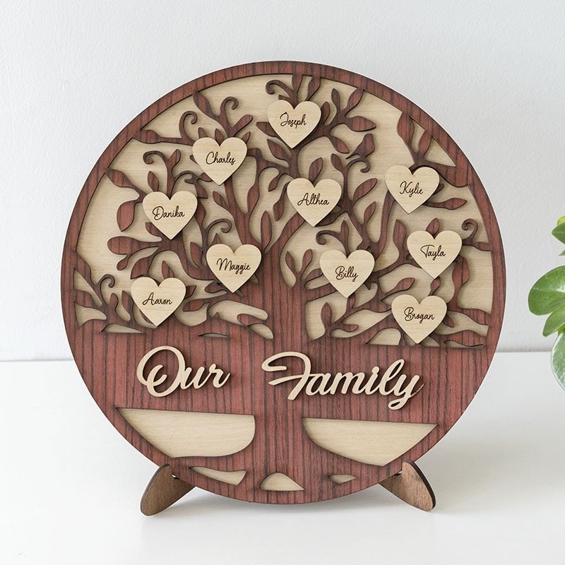 Vangogifts Personalised 'Our Family' Family Tree Wall Art with 1-25 Grandkids Names For Family Gift