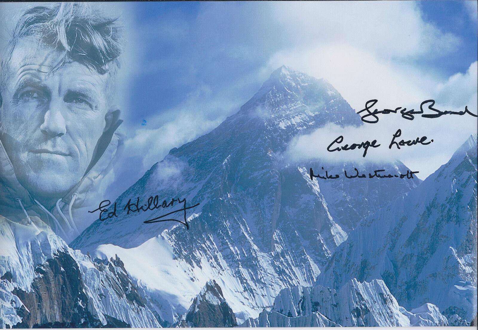 Ed HILLARY BAND LOWE WESTMACOTT EVEREST SIGNED x 4 Photo Poster painting AFTAL COA Autograph