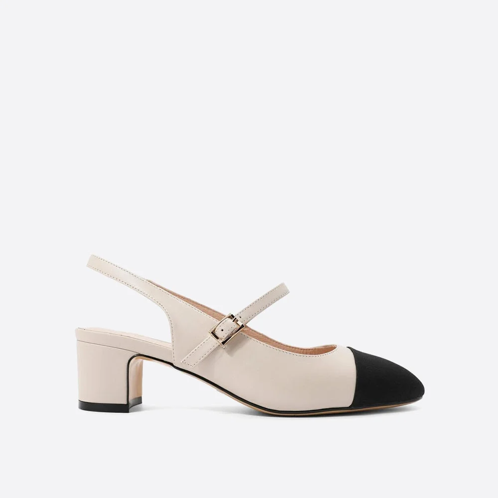 Daily Pull-up Buckle Leather Women Heeled Mary Janes