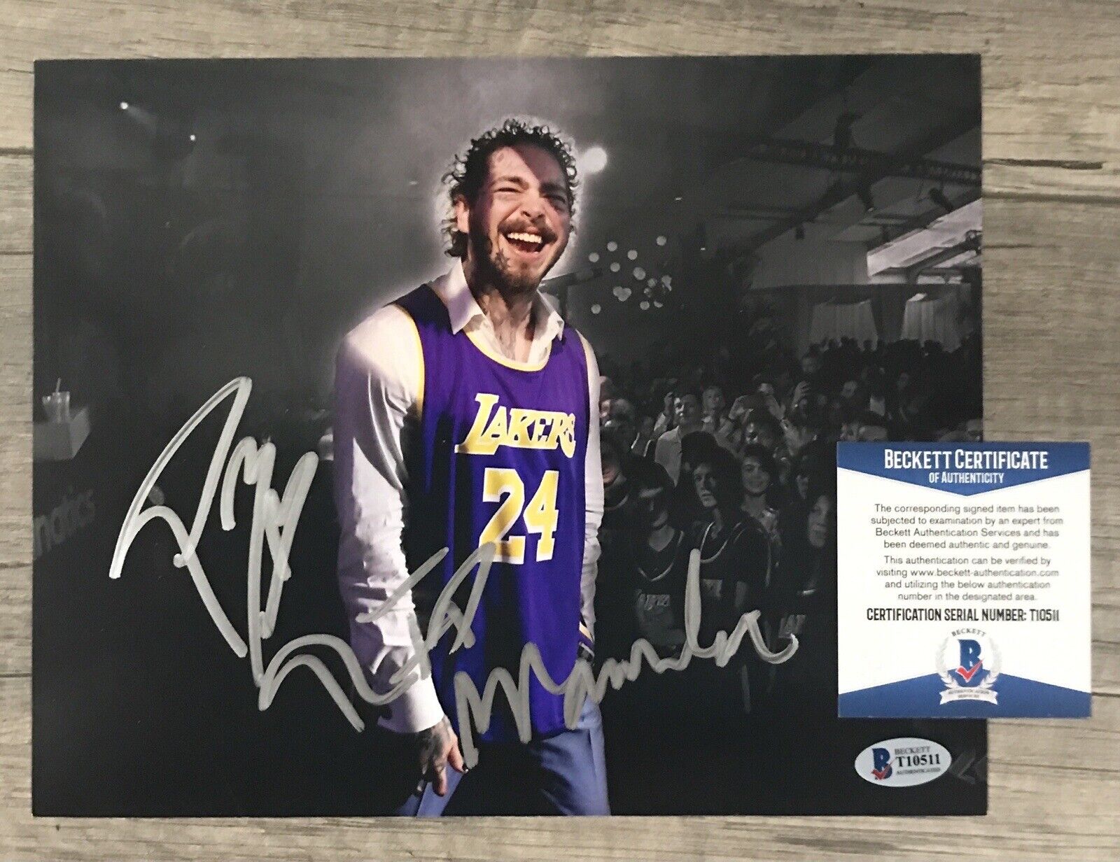 Post Malone Signed Autographed 8 By 10 Beckett Bas Coa Rare Kobe Bryant