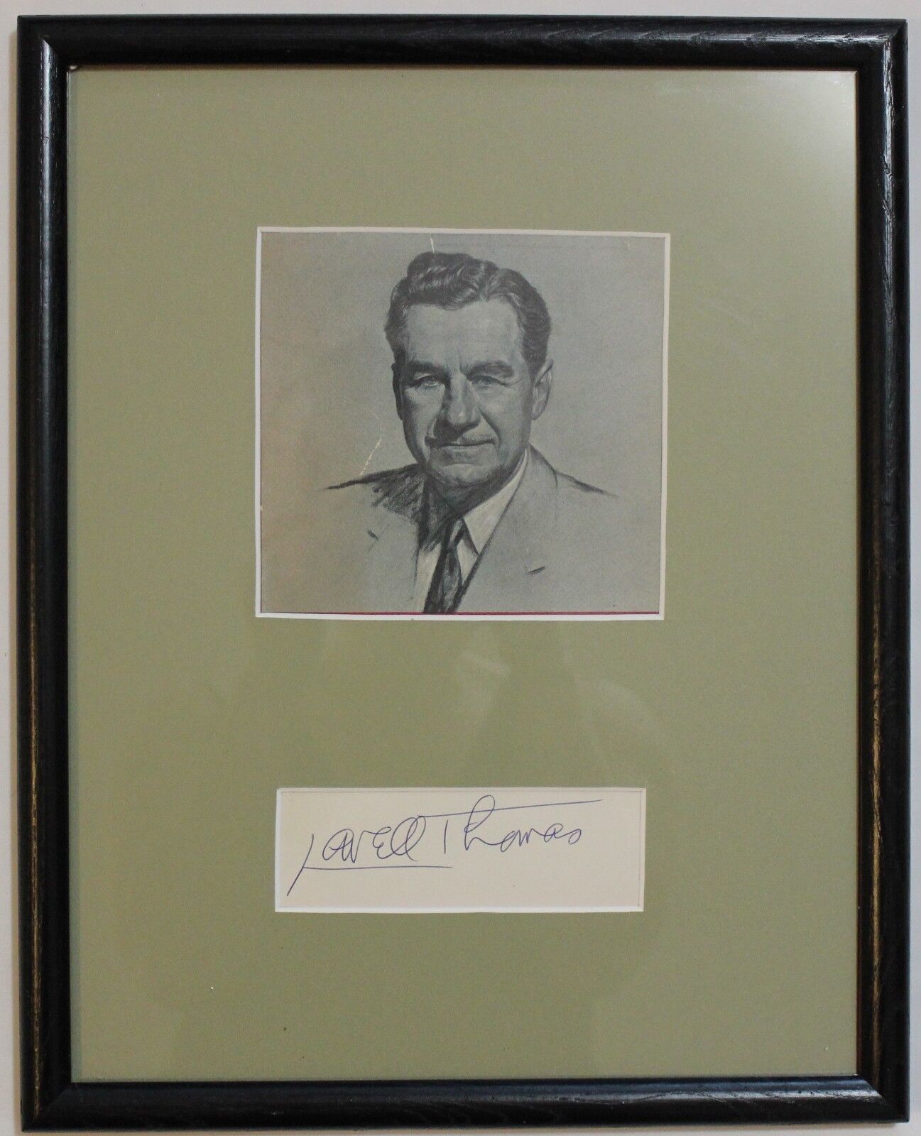 Lowell Thomas Vintage Signed Autograph Display Cut Signature Framed With Photo Poster painting