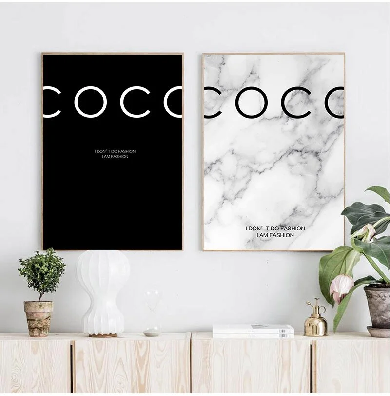 Modern Fashion Marble  Quotes s and Prints Black WhiteFashion Pictures Canvas Painting for Living Room Home Decor