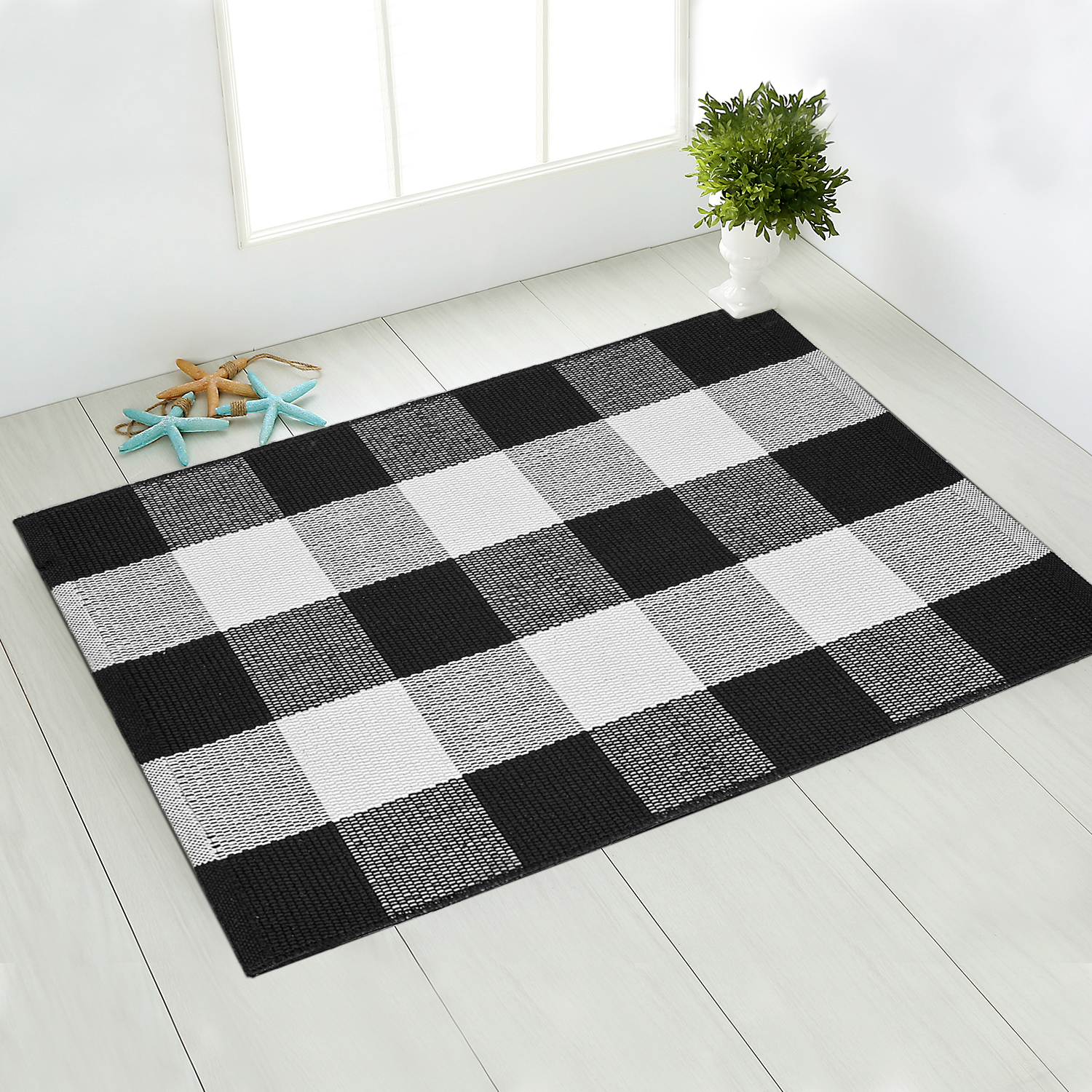 18"X28" (1.5X2.3) Buffalo Check Rugs Black and White Door Mats