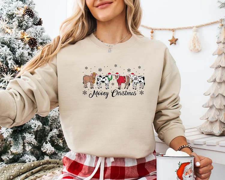 Christmas Cow Sweatshirt, Cow Lover Hoodie, Funny Christmas Shirt