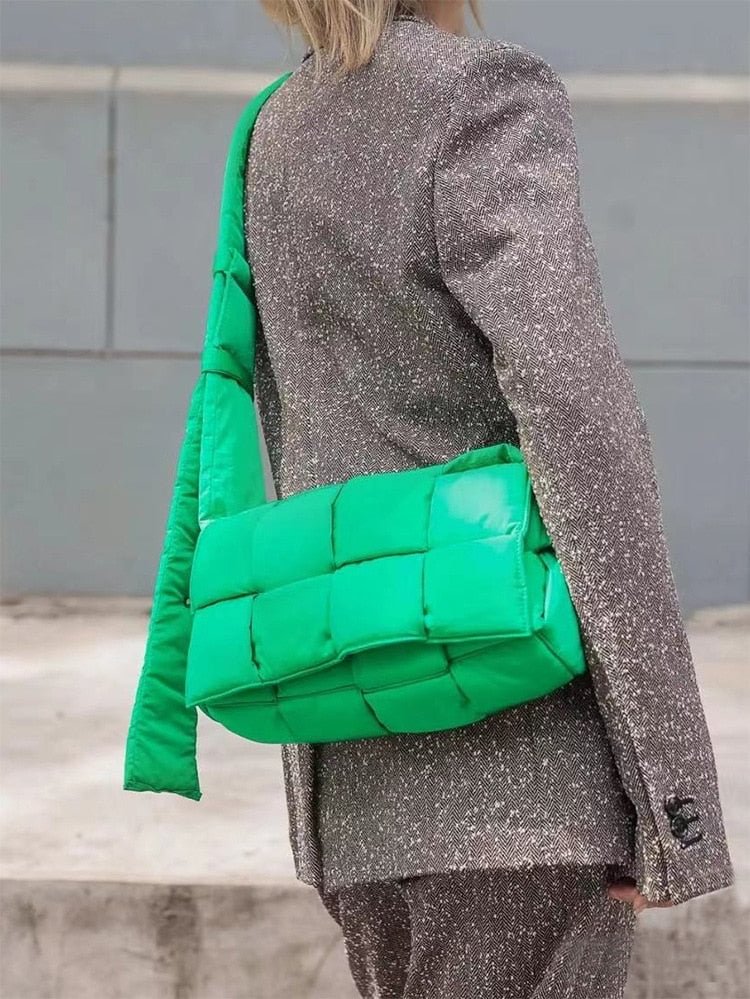 Fashion Nylon Woven Crossbody Bags Designer Padded Women Shoulder Bag Luxury Down Cotton Messenger Bag Pillow Flap 2021 Winter