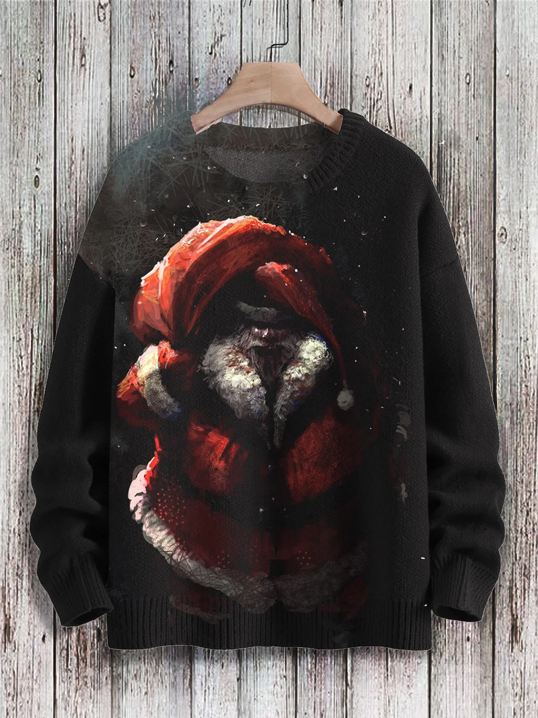 Christmas Santa Claus Print Knit Pullover Sweater