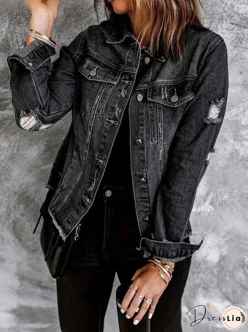Raw Hem Denim Jacket