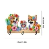 Wooden Special Shaped Three Dogs Family Diamond Art Craft Wall Hooks Home Decor