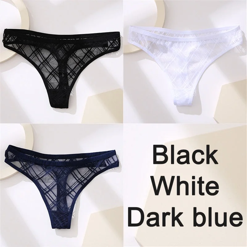 Sexy Lingerie Lace Panties Women Underwear G-String Perspective Thong Pantys Mesh Low Waist Female Briefs Intimate Underpants