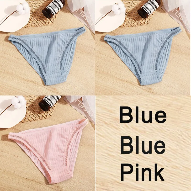 3PCS Sexy Lace Panties Women Underwear Cotton Briefs Female Underpants Solid Color Pantys Hollow Mesh Low Waist Panties Lingerie