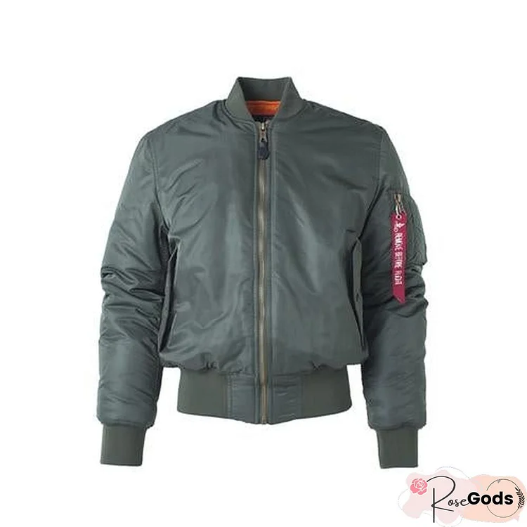 Men Air Force Pilot Bomber Flight Hip Hop Padded Letterman Winter Waterproof Jacket