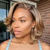 Glueless Hightlight Brown Mixed Blonde Wave Wig