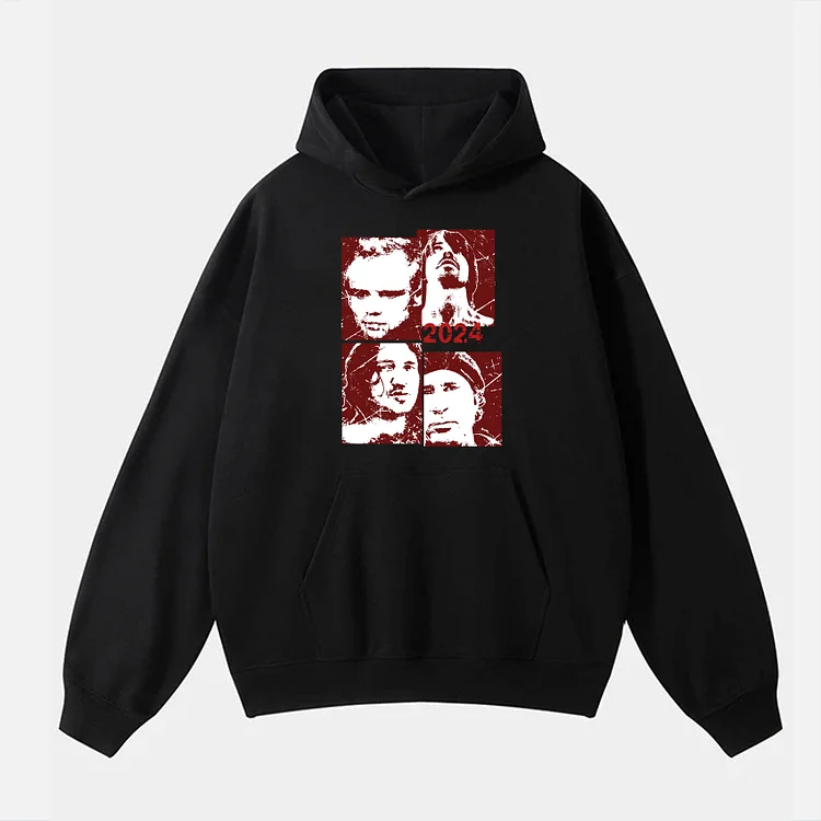 Casual Red Hot Chili Peppers Graphic Long Sleeve Pocket Hoodie
