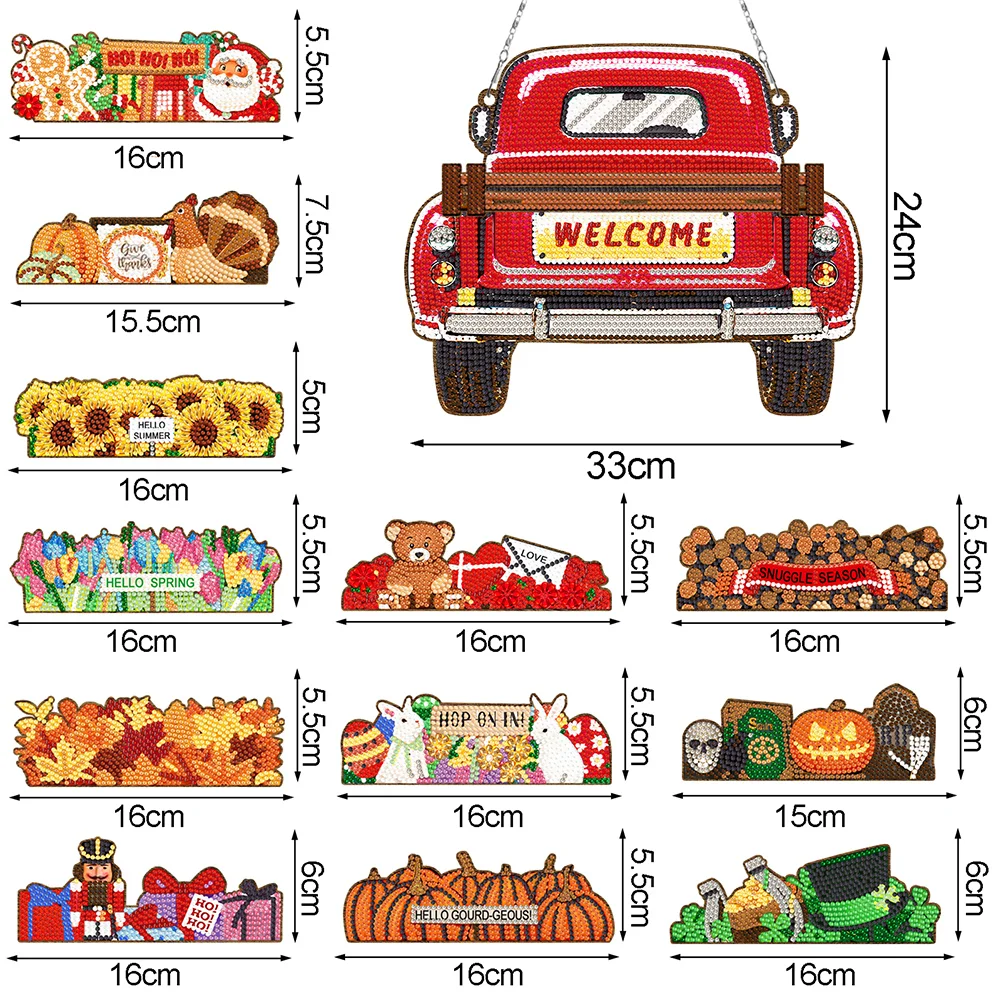 DIY Car Acrylic Special Shape Diamond Painting Art Pendants Rhinestone Car Kit