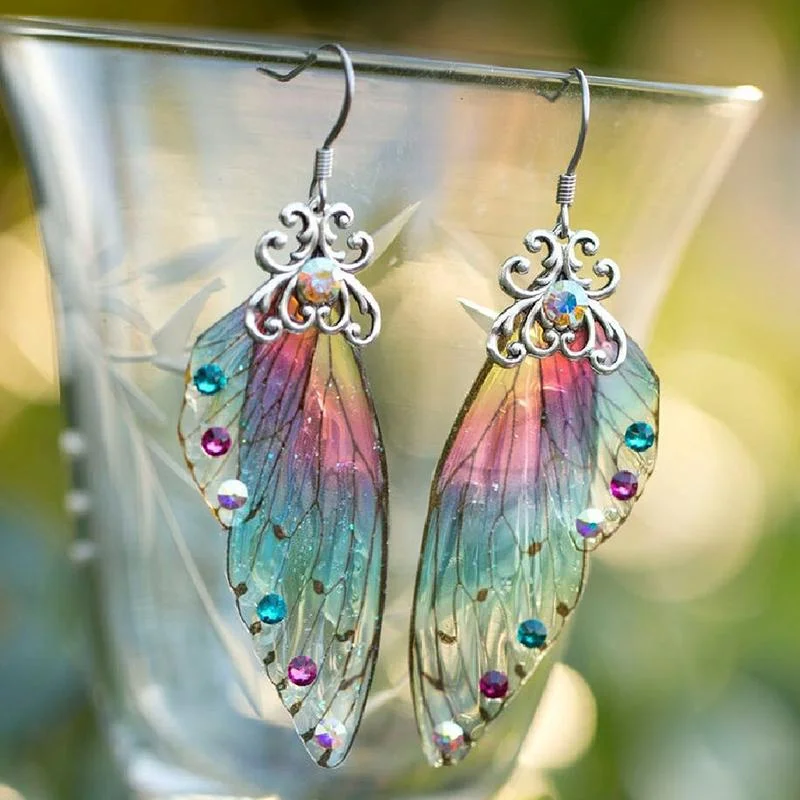 Colorful Diamond Wing Earrings