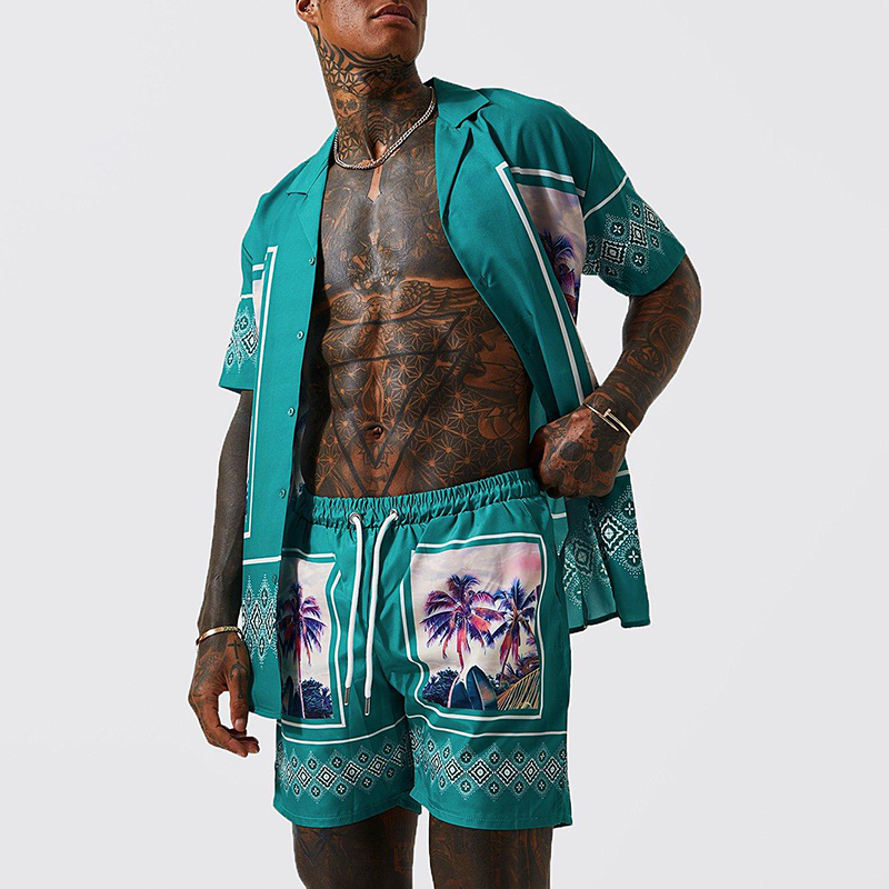 Loveciss®/ Noble Luxury Oversized Palm Shorts Shirt And Shorts Co-Ord