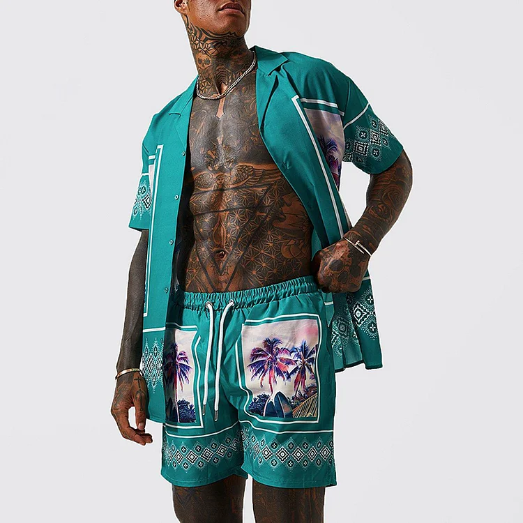 Noble Luxury Oversized Palm Shorts Shirt And Shorts Co-Ord