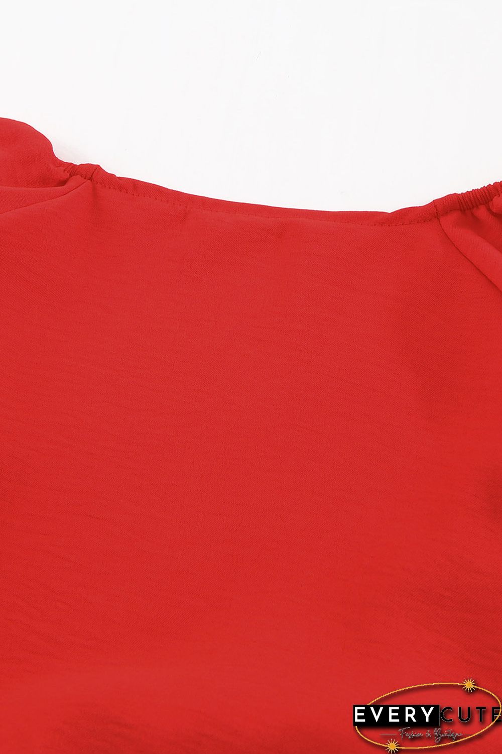 Red Tie Knot Puff Long Sleeve Romper