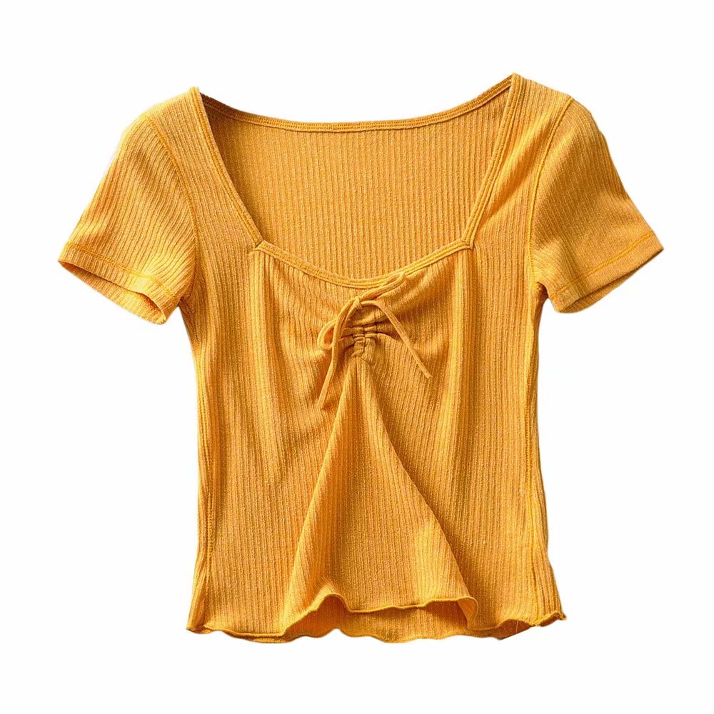 Mozpar black t shirt women tshirt crop top cute sexy yellow short sleeve shirts women 2018 kawaii korean clothes streetwear