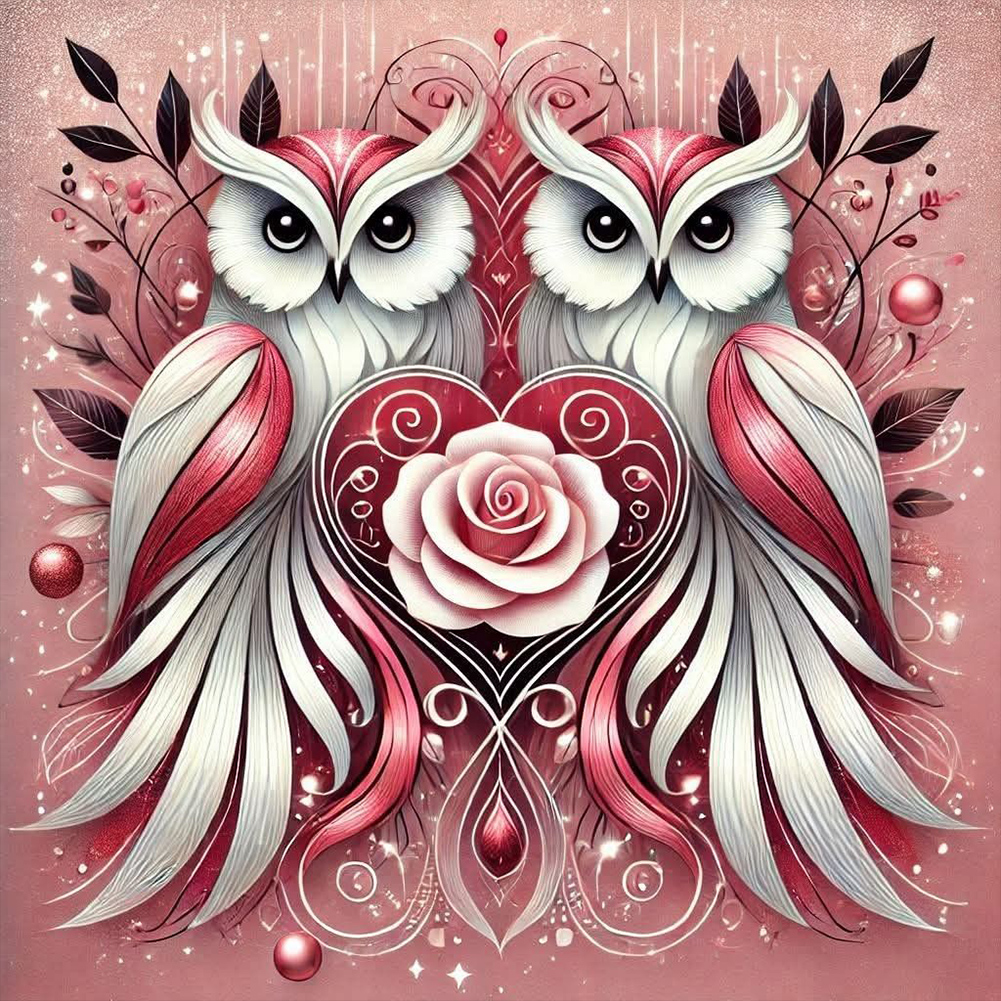 Two Owls 40*40cm(canvas) full round drill diamond painting
