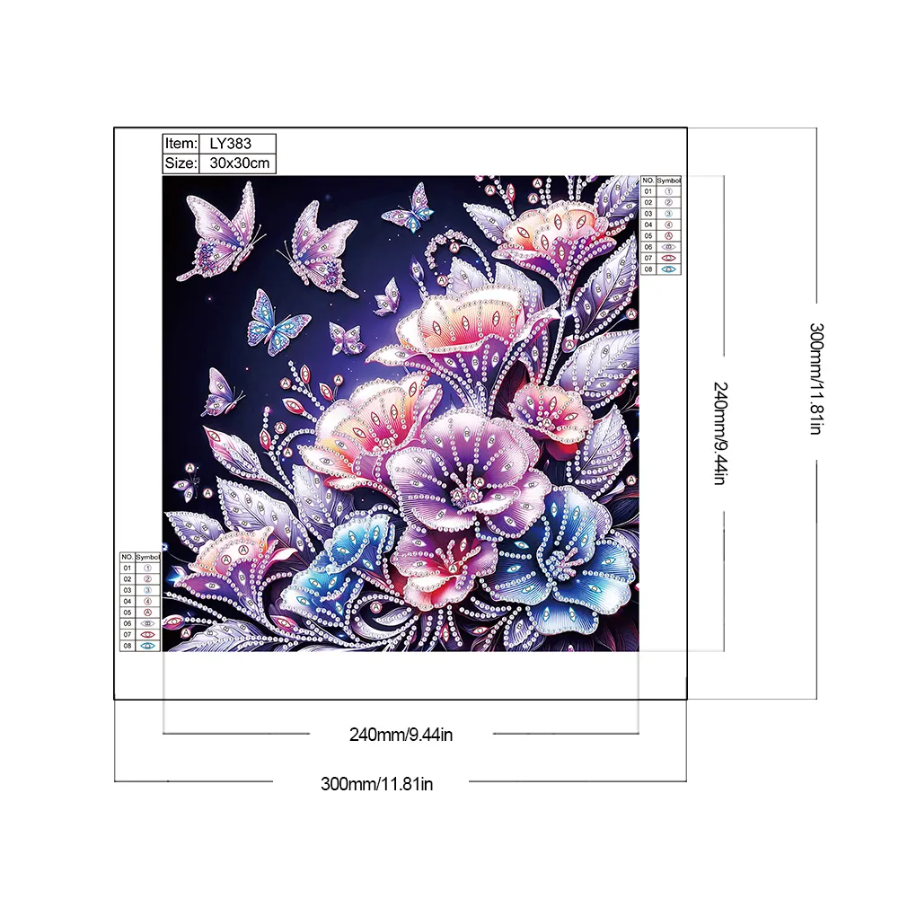 Diamond Painting - Partial Special Shaped Drill - Rose Butterfly(Canvas|30*30cm)