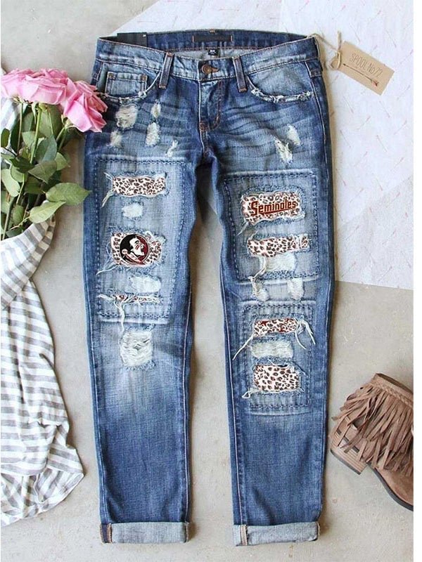 Women Bottoms Jeans Graphic Leopard