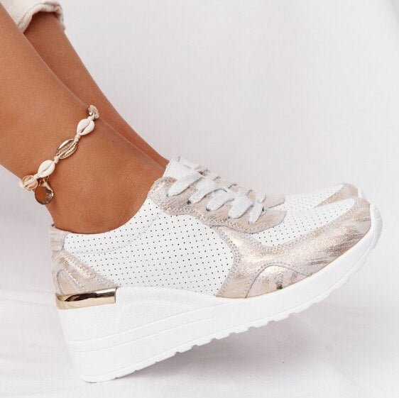 Brand Design 2021 New Women Casual Shoes Height Increasing Sport Wedge Shoes Air Cushion Comfortable Sneakers Zapatos De Mujer