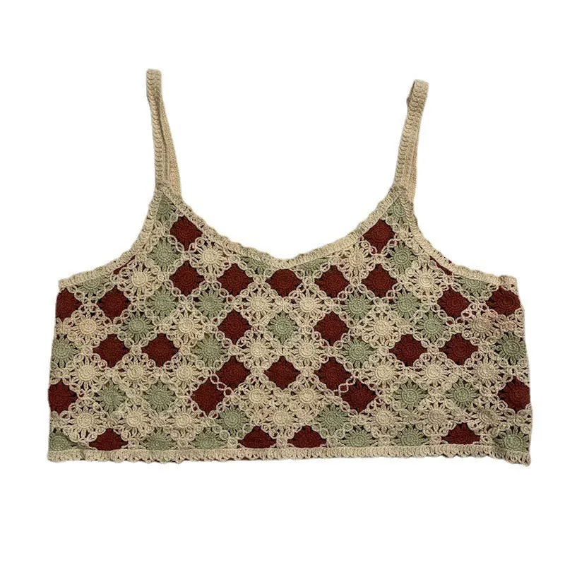 Bohemain Women Crop Tops Sexy Knitted V-neck Sleeveless Vest For Tank Kawaii Camis Holiday