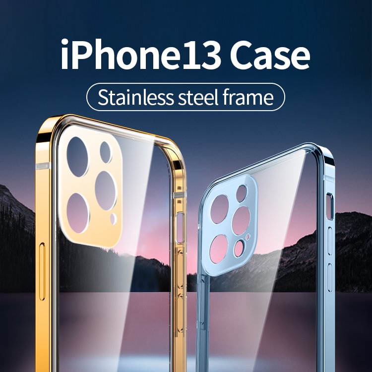 Stainless Steel Frame No-yellow Clear Case For iPhone