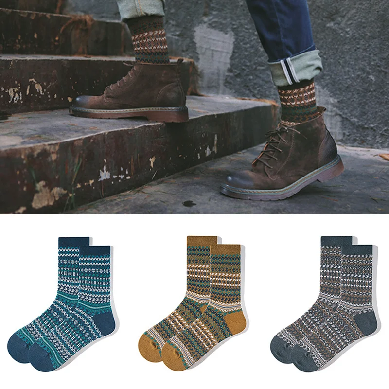 Vintage Ethnic Style Combed Cotton Socks