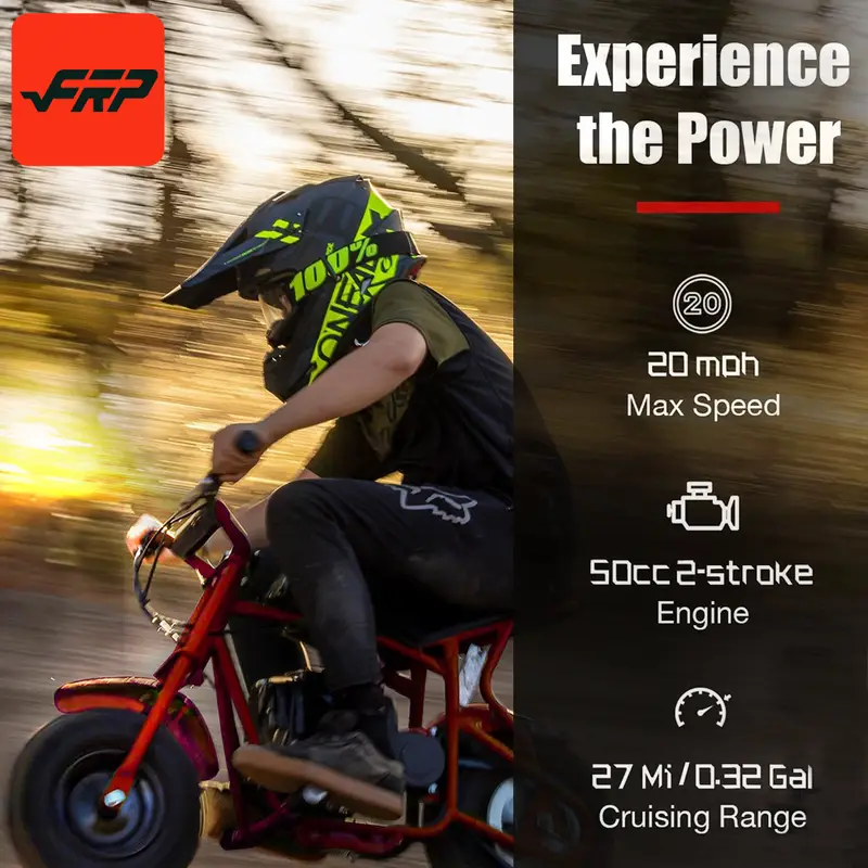 frp db003 50cc 2 冲程迷你越野车迷你自行车汽油动力越野车越野车迷你自行车汽油摩托车 165 磅最高时速 20 英里/小时详情 4