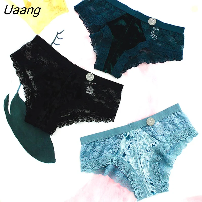 Uaang European Style Vintage Lace Panties Feamle Sexy Underwear Women Crotch Cotton Briefs