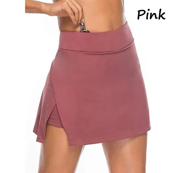 Gym Women Running Shorts Mini Skirt High Waist Shorts Layer Patchwork Fitness Shorts Sports Short Two-Piece Hakama Skirt Drop