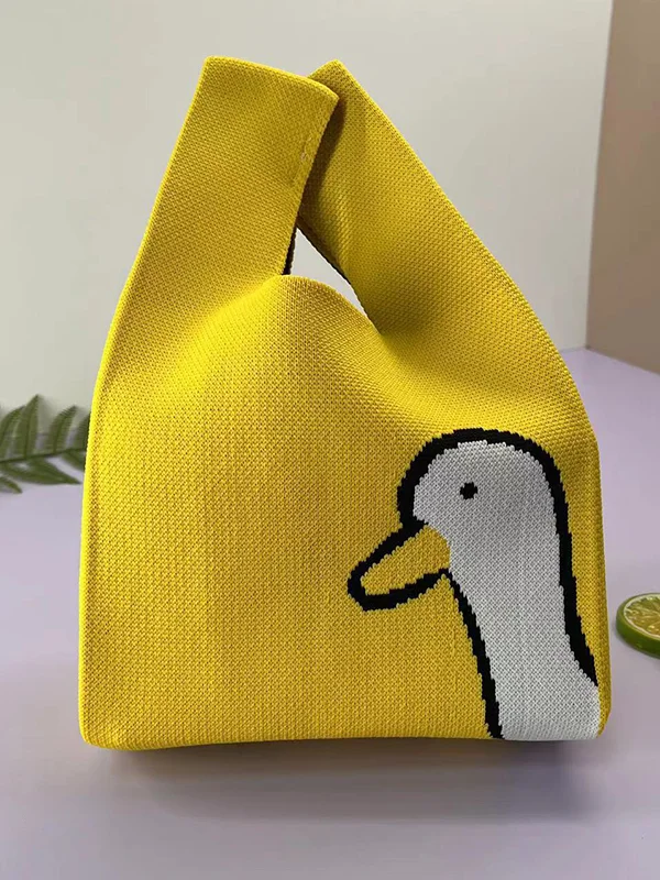 Animal Printed Woven Handbag Bags