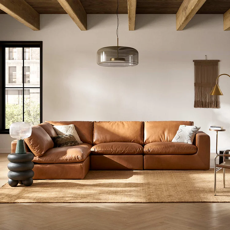 Dawson Leather Chaise Sectional Sofa