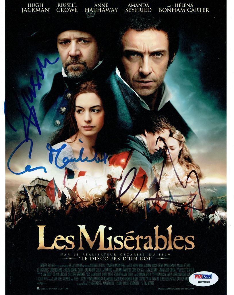 Les Miserables (3) Signed Authentic 8x10 Photo Poster painting Crowe/Hathaway PSA/DNA #W07088