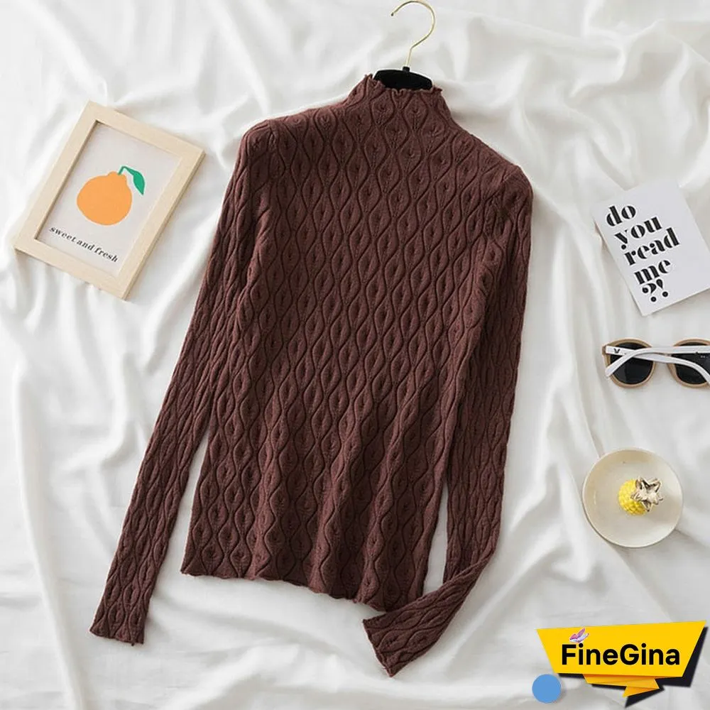 Aossviao Cashmere Turtleneck Women Sweaters Autumn Winter Warm Pullover Slim Tops Knitted Sweater Jumper Soft Pull Female