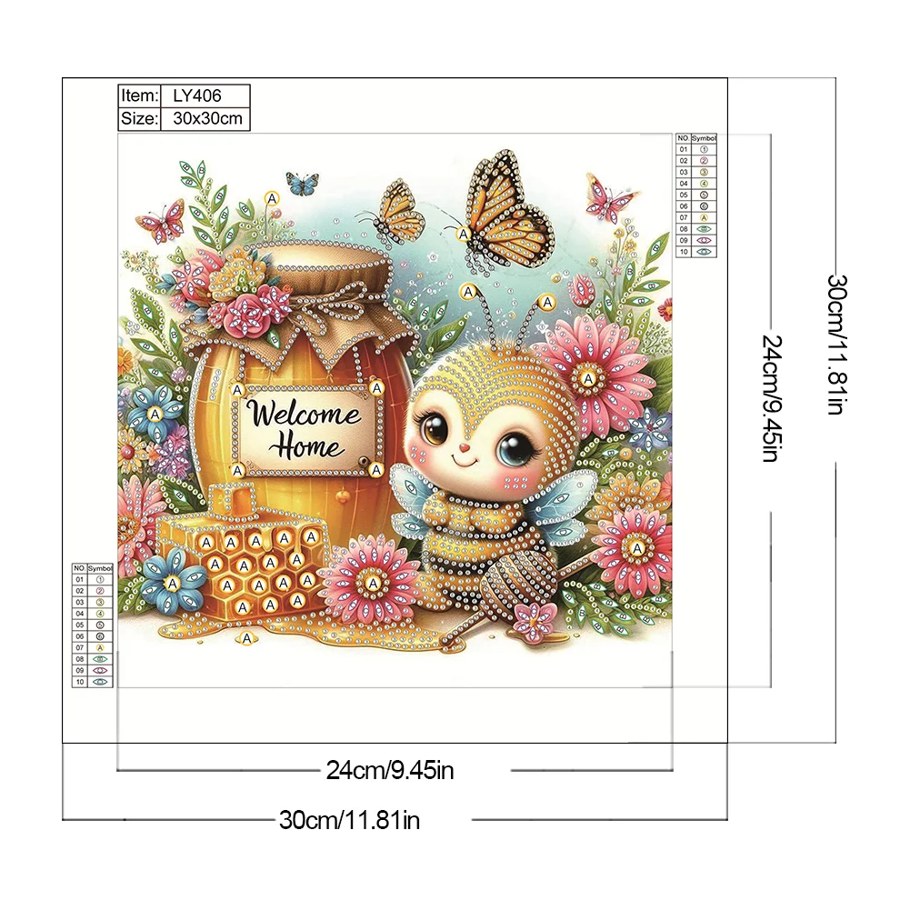Diamond Painting - Partial Special Shaped Drill - Bee(Canvas|30*30cm)