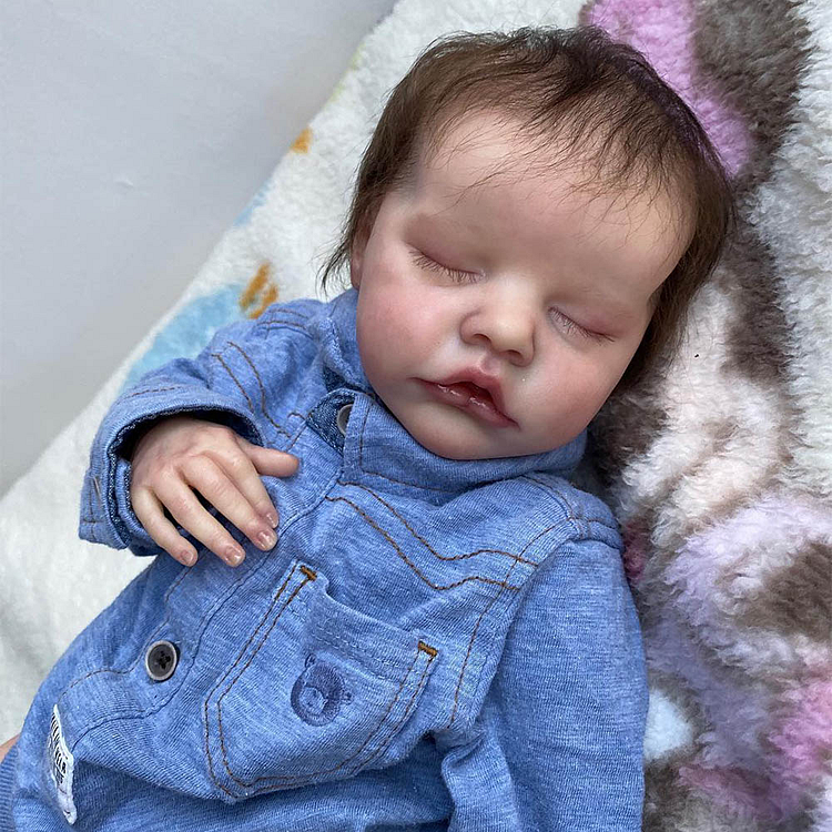 17" Cute Lifelike Handmade Eyes Closed Boy Baby Doll Named Wensa,Special Gifts for Children Rebornartdoll® Rebornartdoll®
