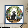 Black Cat In Garden-11CT Stamped Cross Stitch 37*37cm/14.57*14.57in