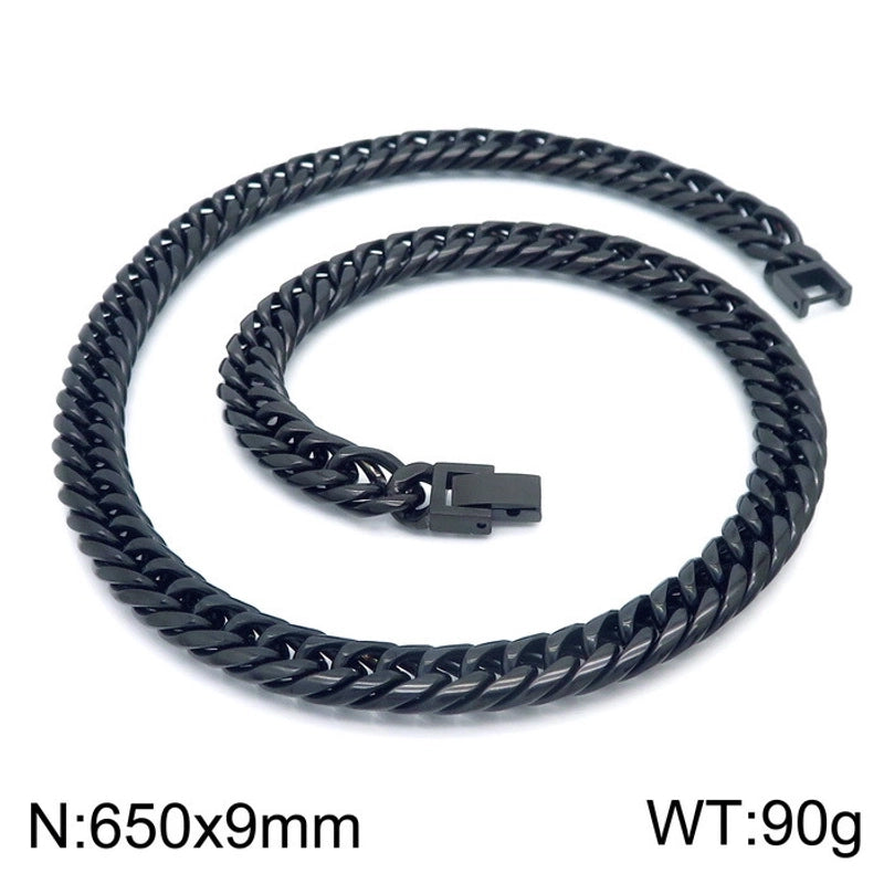 Hip-Hop Retro Solid Color Titanium Steel Plating 18K Gold Plated Men’s Necklace