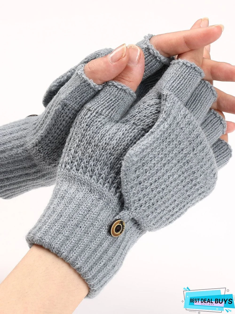 Casual Solid Color Flip-Up Five-finger Gloves Daily Commuting Home Accessories