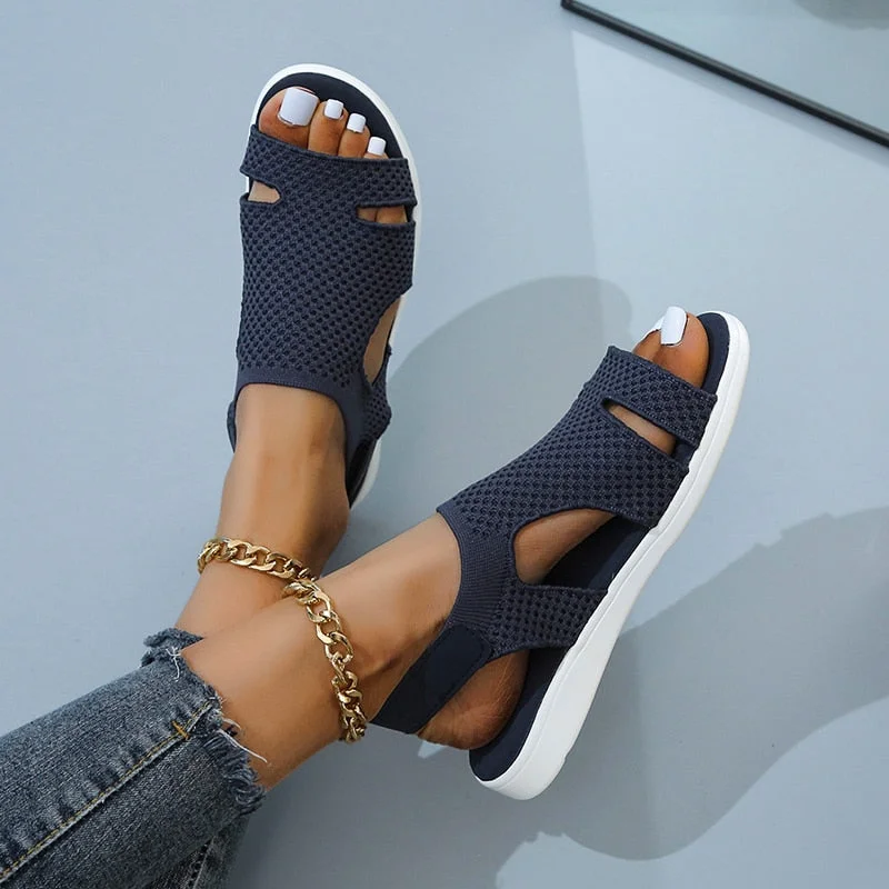 2021 New Summer Women Sandals Sexy Shoes Crystal Casual Woman Flats Buckle Strap Ladies Fashion Beach Sandalias  Mujer 515