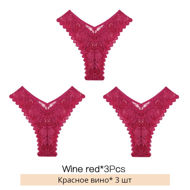 FINETOO New Lace Thongs 3Pcs/set Women Sexy G-string Underpants S-XL Lace Underwear Ladies Floral Panties Female Lingerie 2022