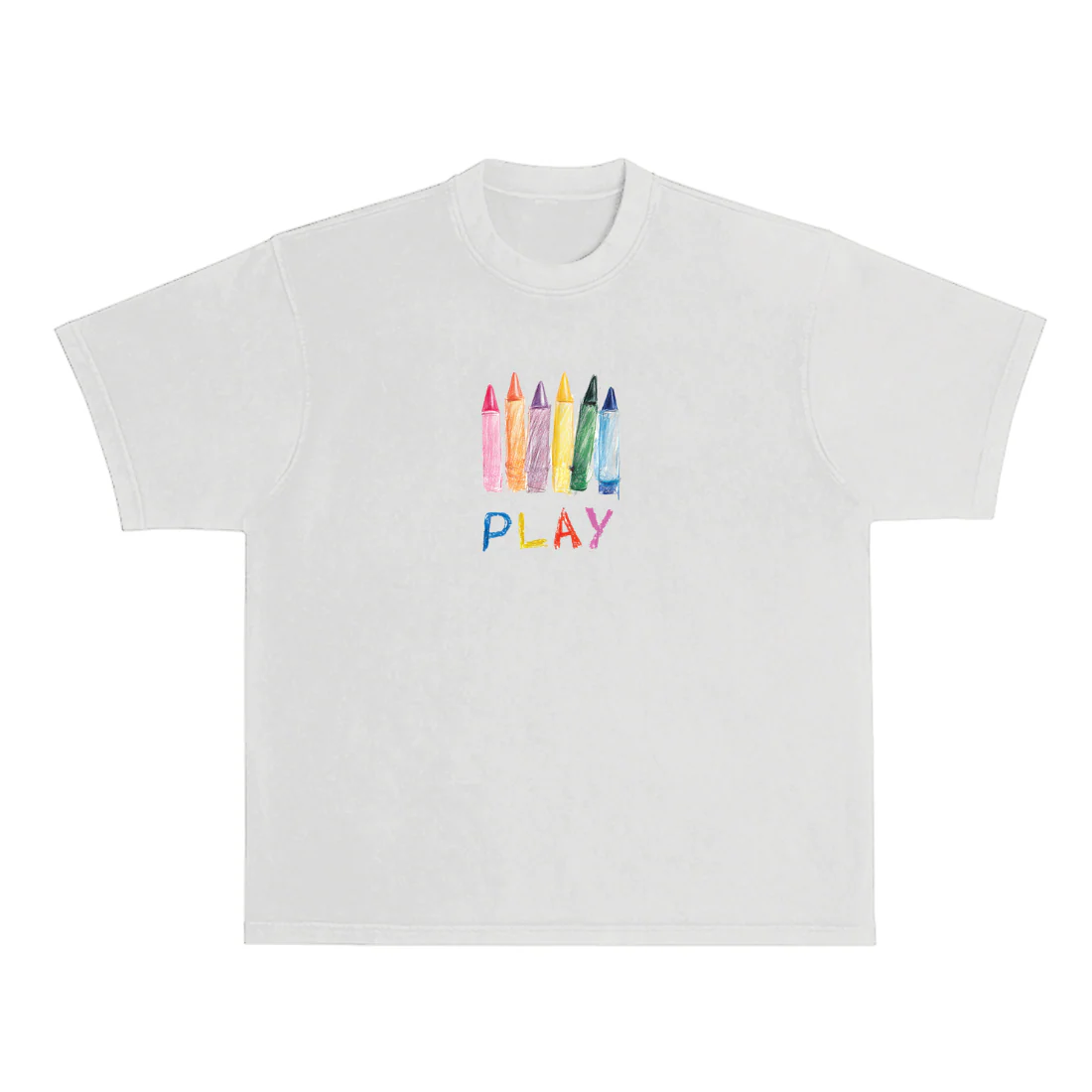 "ed sheeran white play graphic t shirt with crayon print"
