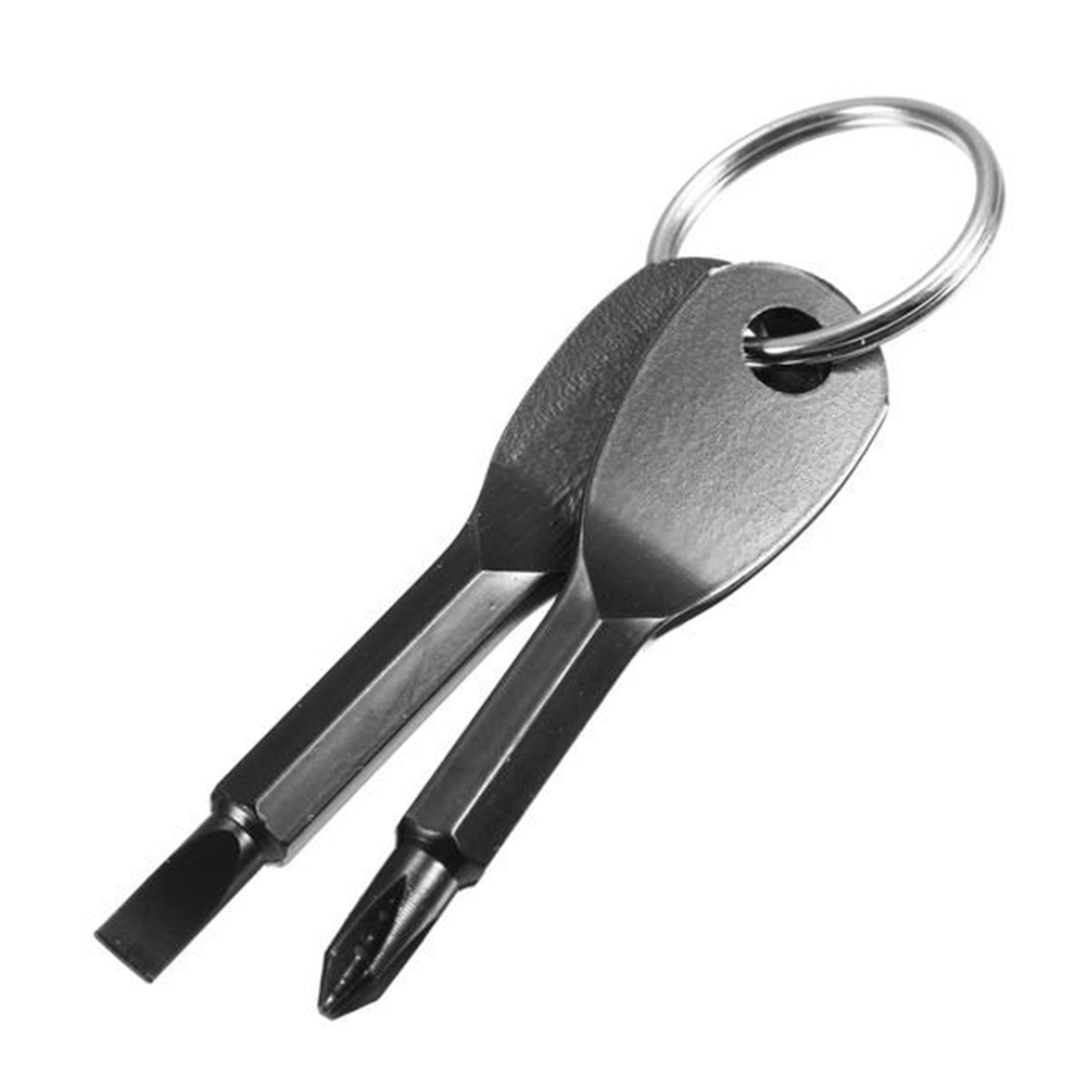 

2pcs Portable Key Shape Slotted/Phillips Screwdriver Repair Tool, Black, 501 Original