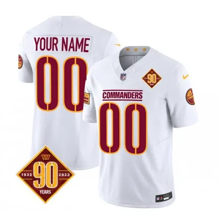 Men's Washington Commanders Active Player Custom White 2023 F.U.S.E. 90th Anniversary  Vapor Limited Stitched Football Jersey